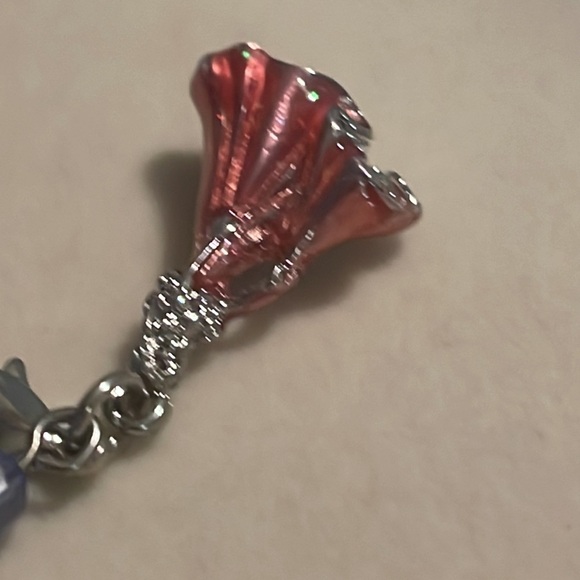 1.5” silver tone pink enamel princess charm pendant with jump hoop - Picture 7 of 11